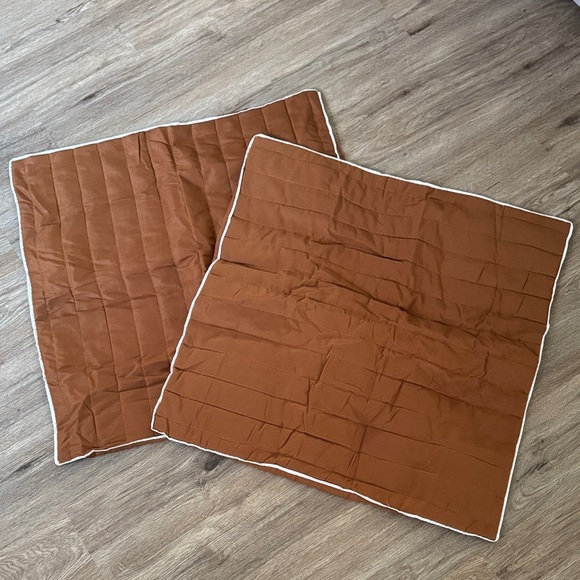 Set of 2 Brown Quilted Euro Pillow Covers - Picture 1 of 7